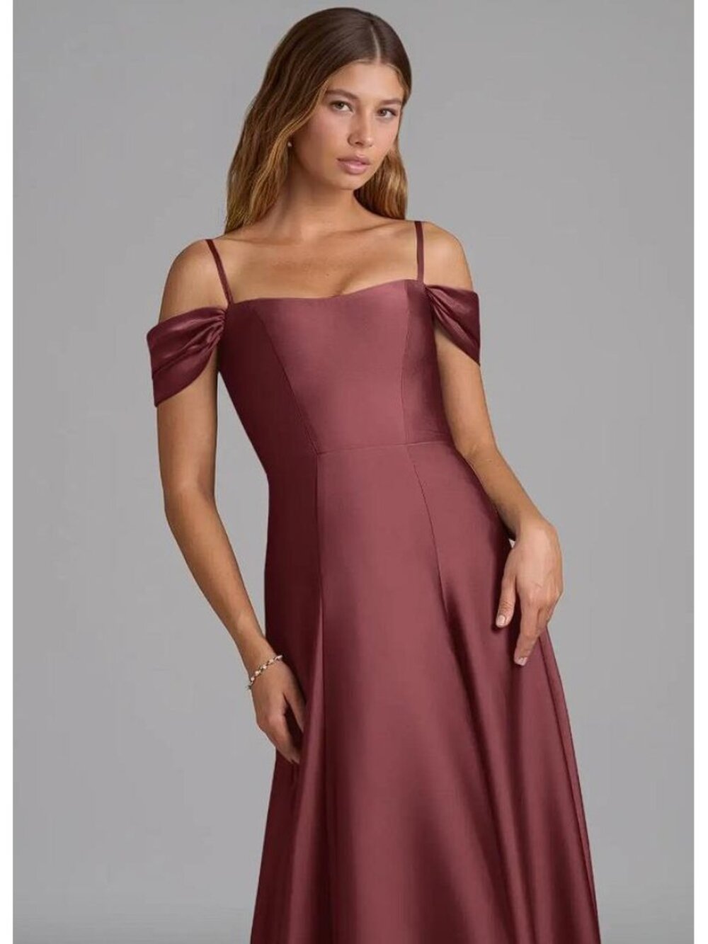 CHRISTIAN SIRIANO Azazie Seriana Merlot A-Line Off the Shoulder Dress Size A14 - Picture 2 of 10